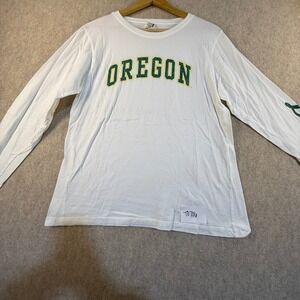Perrin Oregon Ducks Long Sleeve T-Shirt Womens Small White Collegiate Graphic T